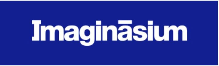 Imaginasium logo written in white on deep blue background.