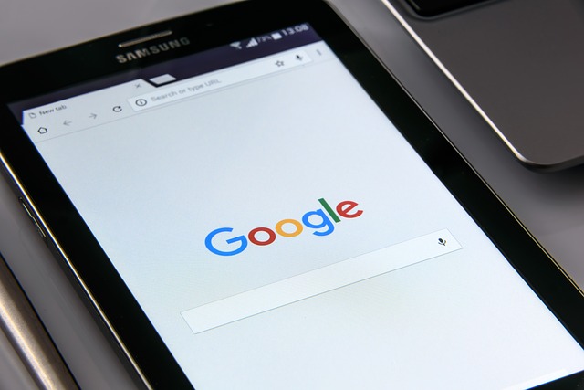 A tablet open on the Google search engine.